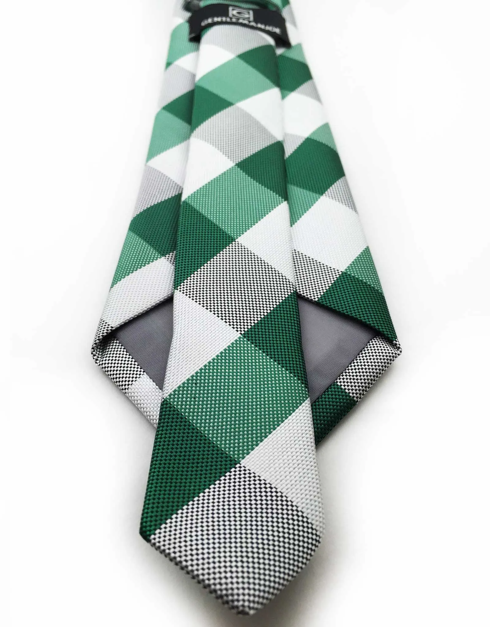 Green and White Plaid Tie