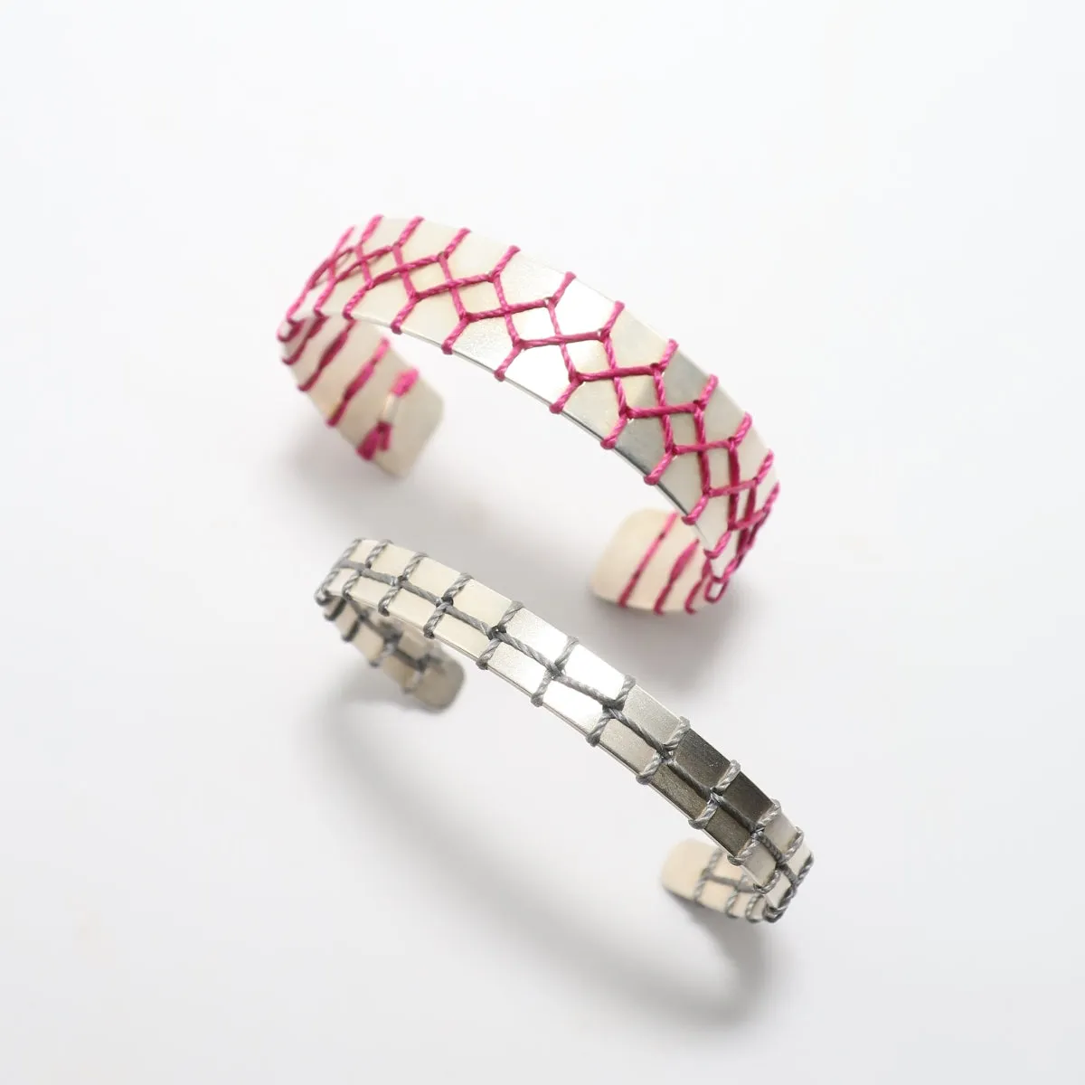 Grey Stitched Narrow Bracelet