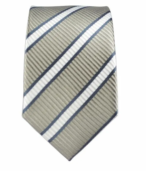 Grey Striped Boys Silk Tie by Paul Malone