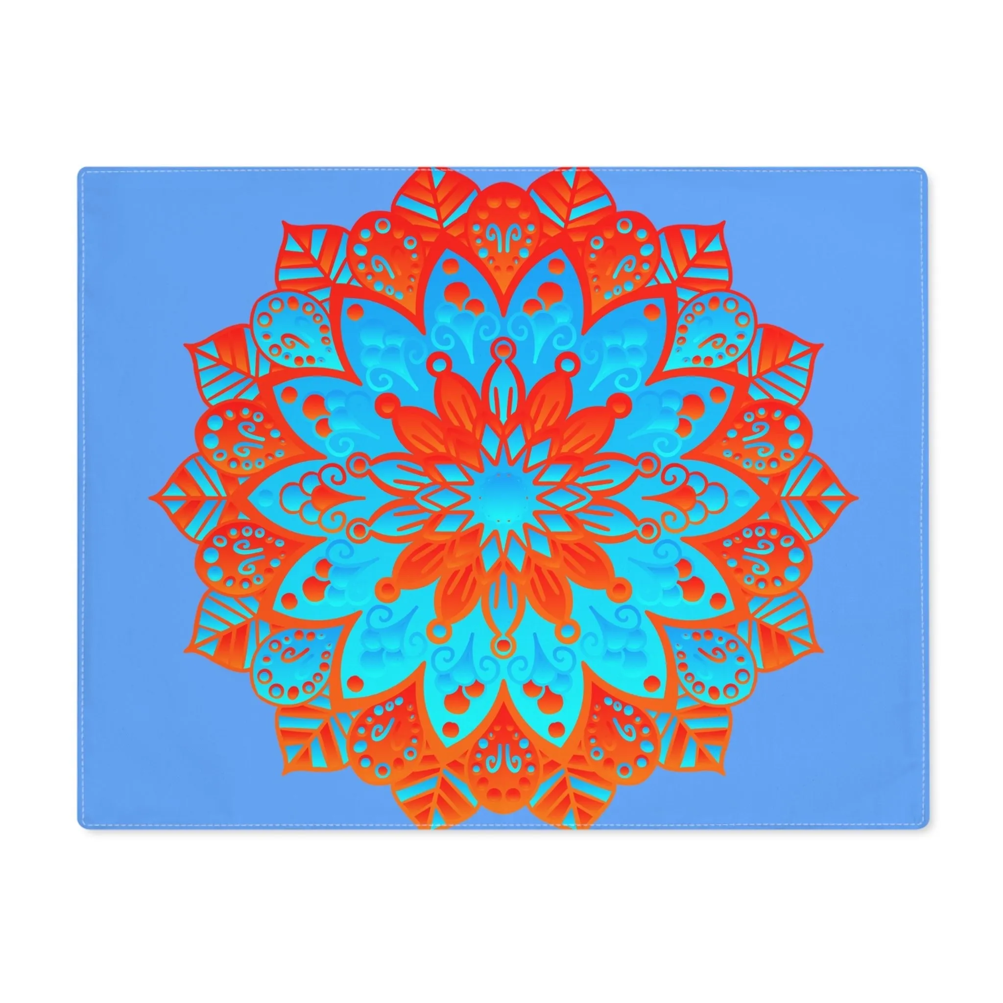 Hand Drawn Mandala Art Placemat - Blue-Orange - 1pc