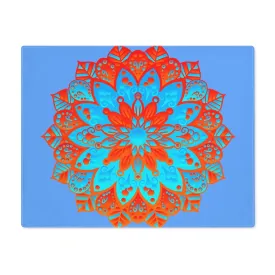 Hand Drawn Mandala Art Placemat - Blue-Orange - 1pc