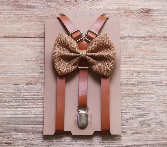 Honey Burlap Bow Tie