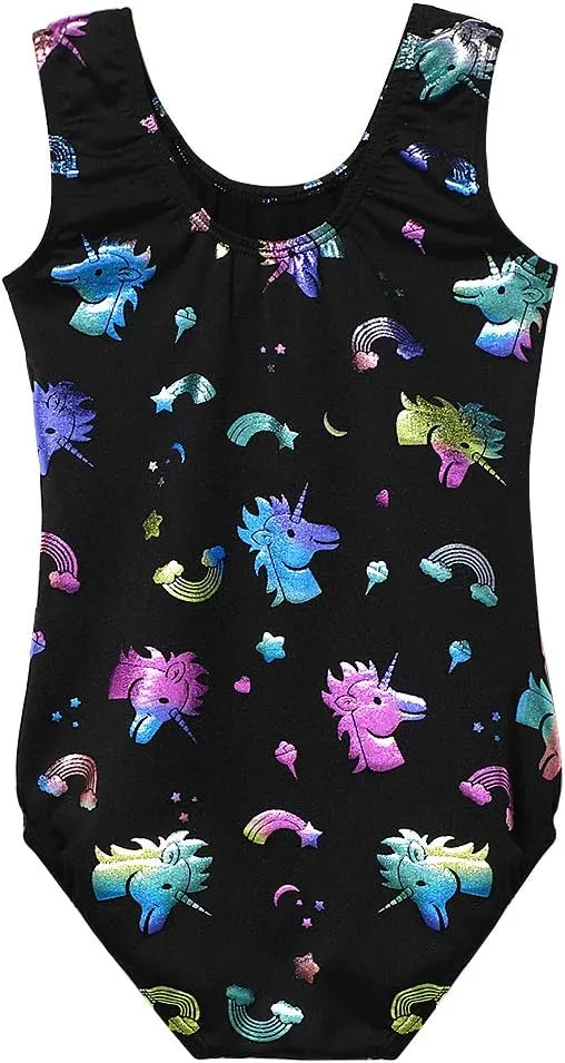 HOZIY Gymnastics Leotards for Girls Sleeveless Long Sleeve Snowflake Blue Purple Sequins Colorful Ribbons Pink Leopard Stripe