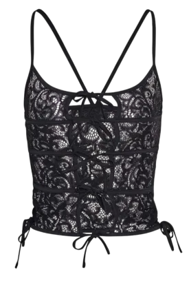 I AM GIA Lysandra Black Lace Top UK M