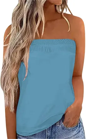 IWOLLENCE Women's Floral Tube Tops Casual Summer Backless Strapless Top Sleeveless Bandeau Tanks Shirt