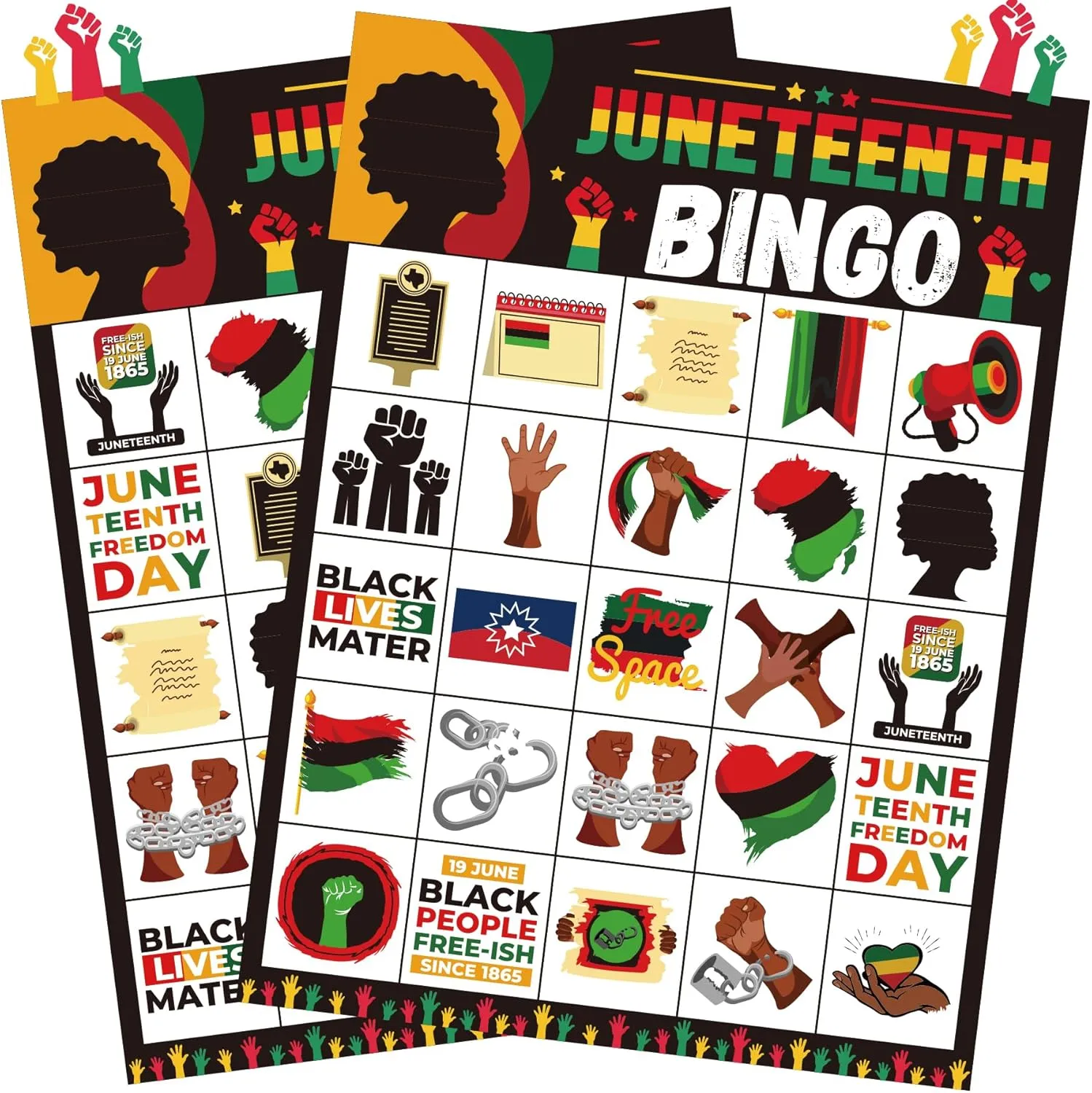 Juneteenth Games Juneteenth Bingo Game Juneteenth Party Games with 24 Juneteenth Players Cards for Adults Activities Supplies Favors Juneteenth Trivia Games