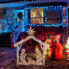 Large 4ft Twinkle Lighted Nativity Scene Set for Yard Christmas