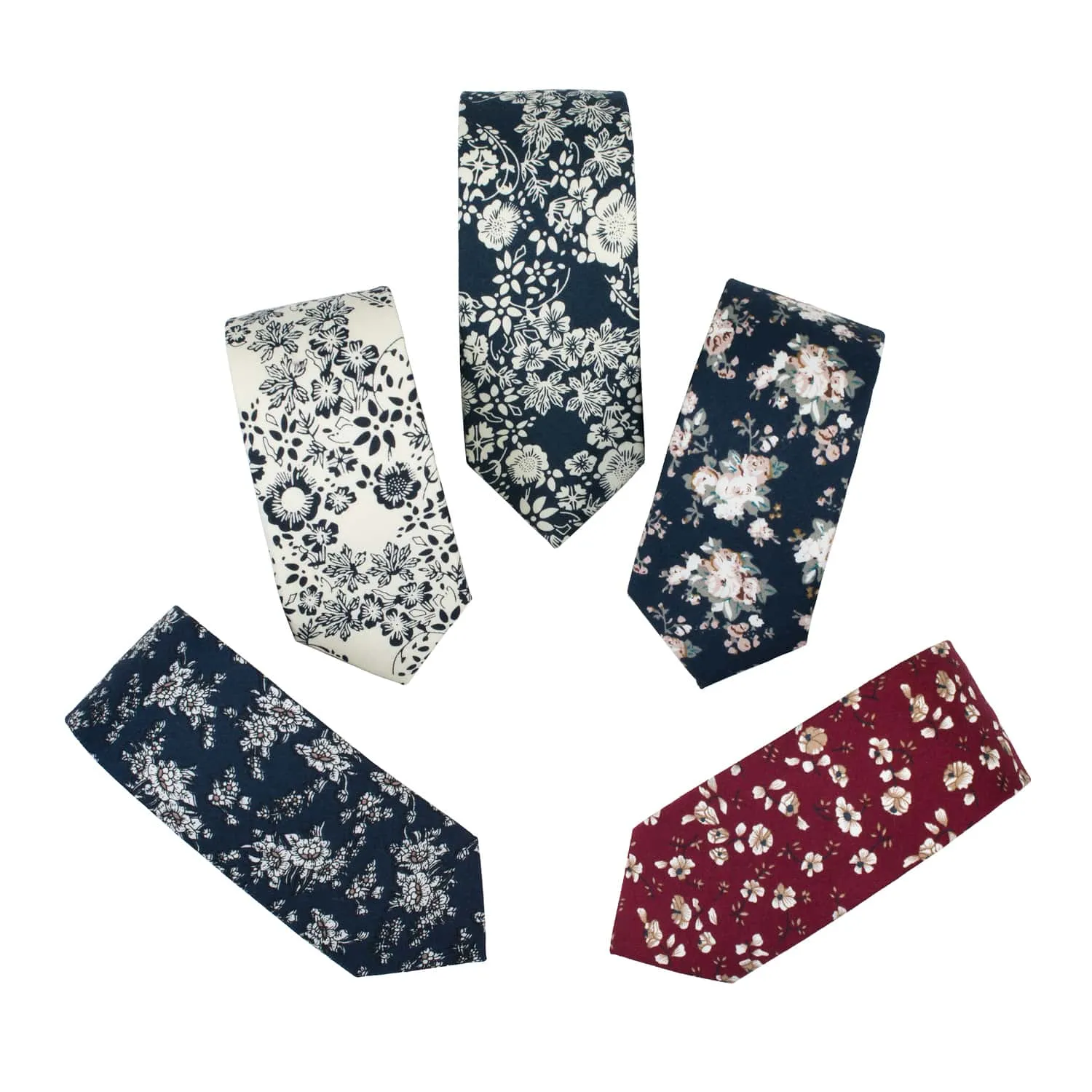 Lawrence Floral Cotton Tie, Cream / Black