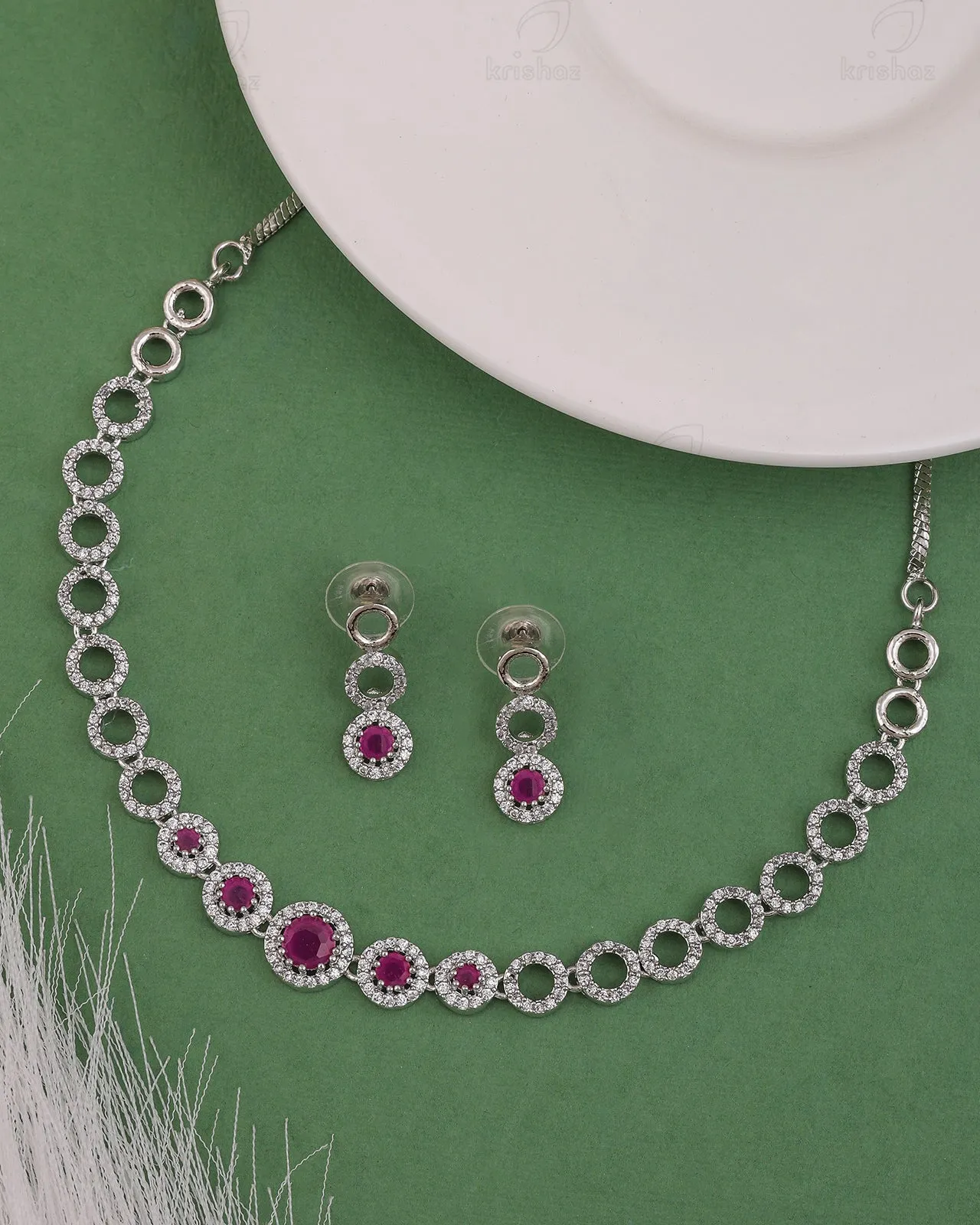 Lyla Rhodium Plated Cz Necklace