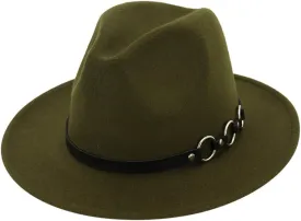 Men Women Vintage Top Fedora Hat Wide Brim Floppy Hat Classic Fedora Hat with Belt Buckle Fedora Hats