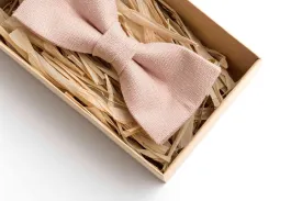 Mens Bow tie in Dusty Pink Linen