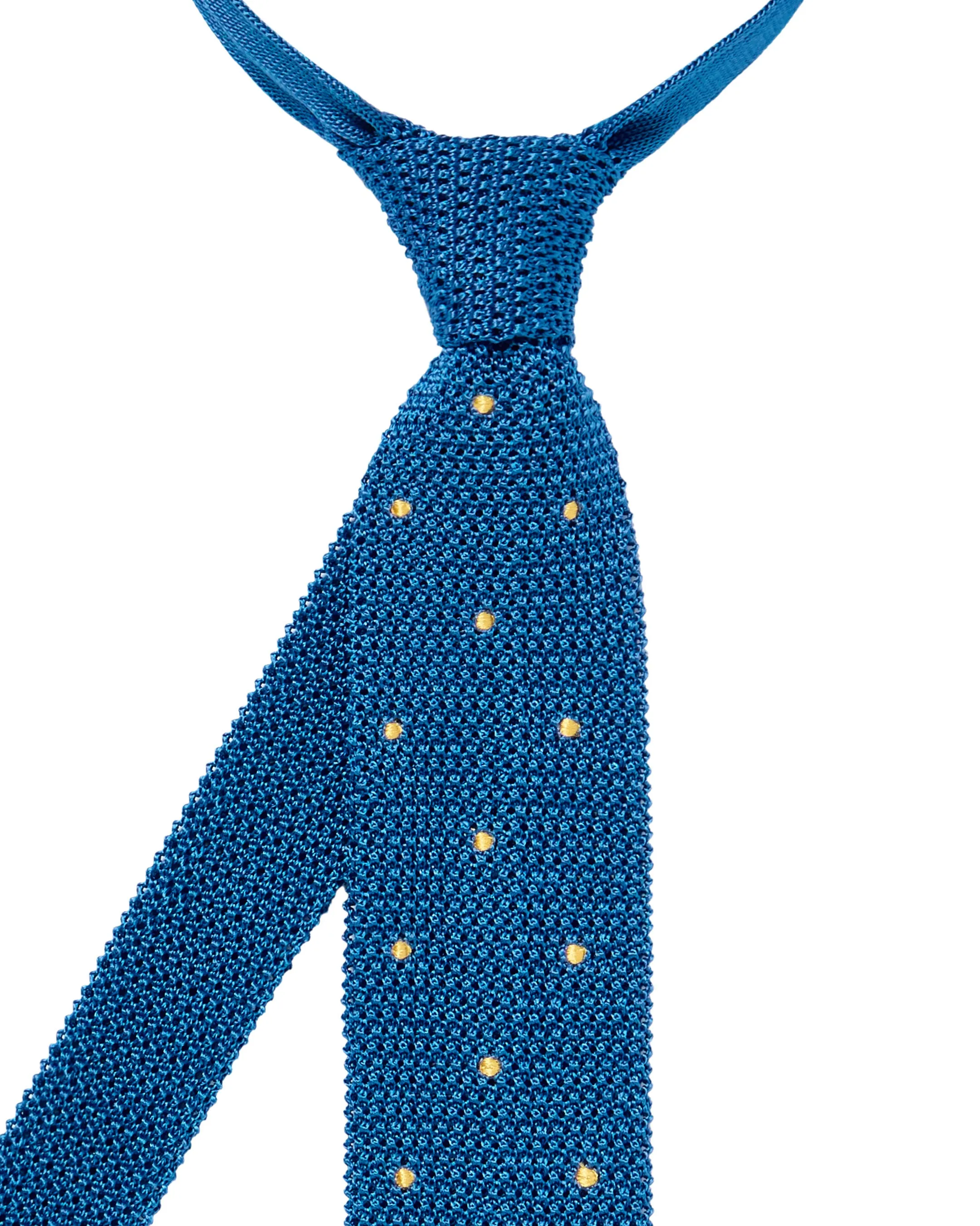 Men's Tricot Pois Silk Tie Blue