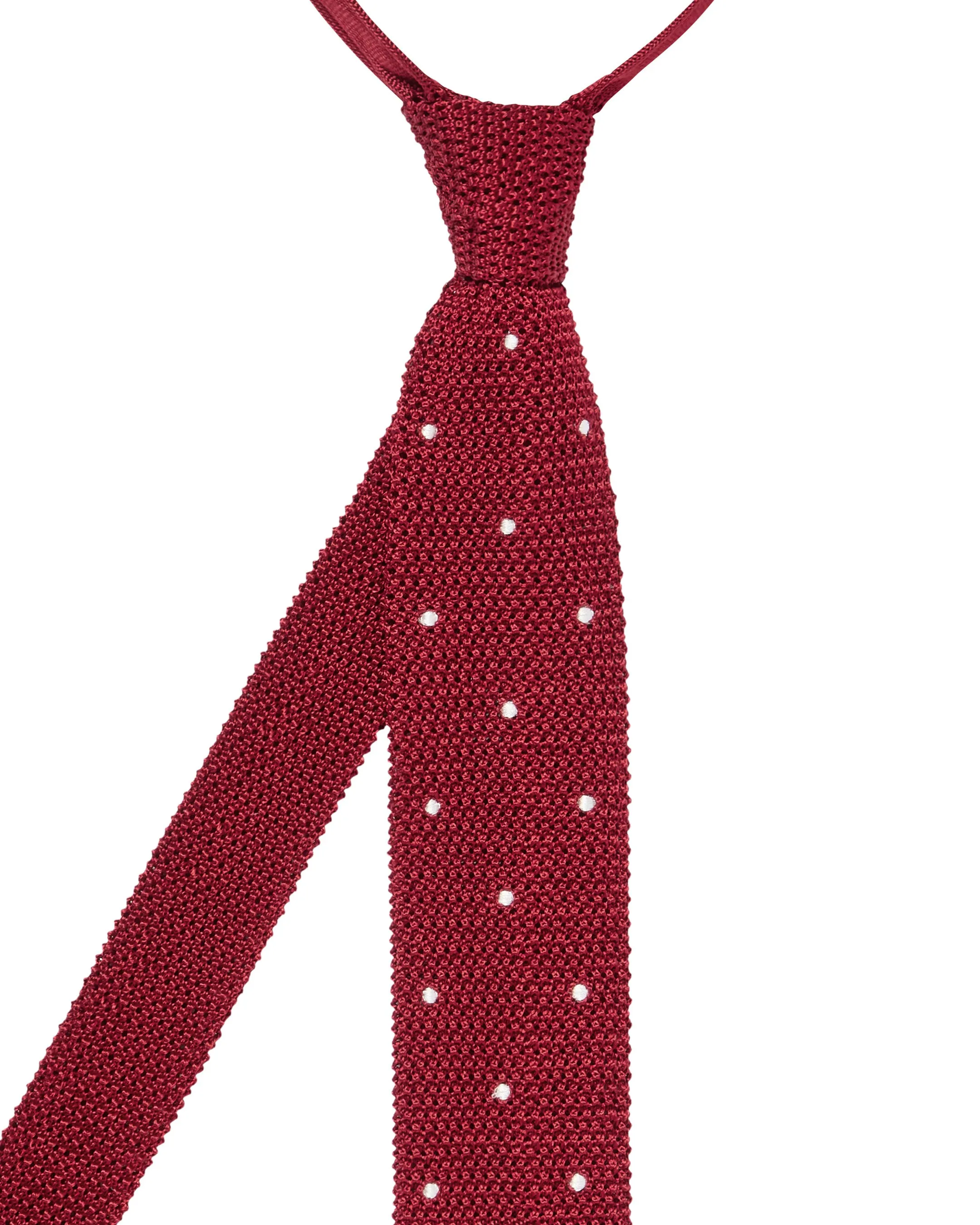 Men's Tricot Pois Silk Tie Red