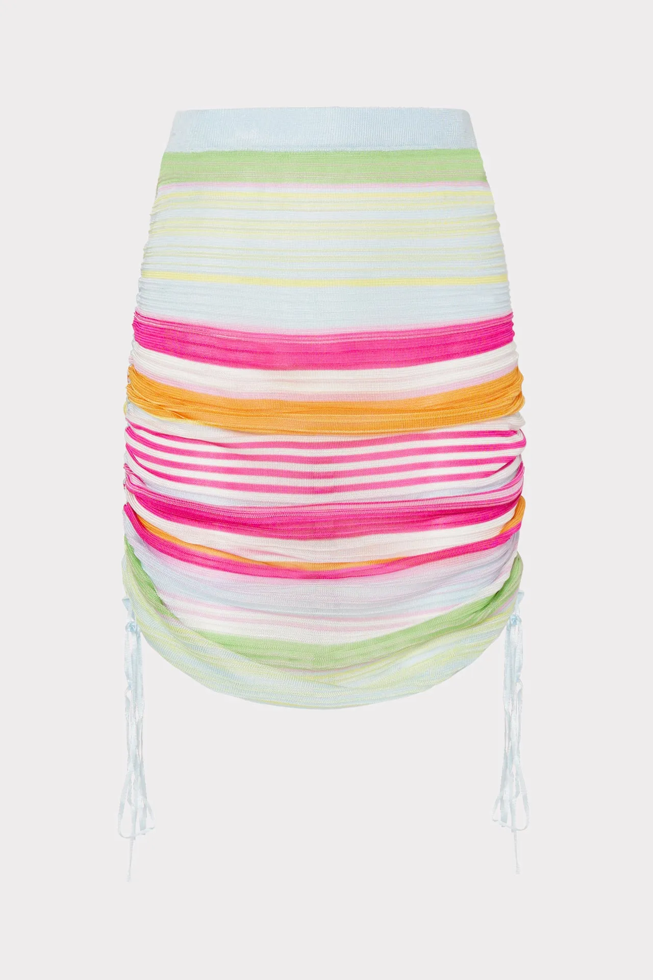 Chic Multi-Striped Skirt with Elegant Ruched Design