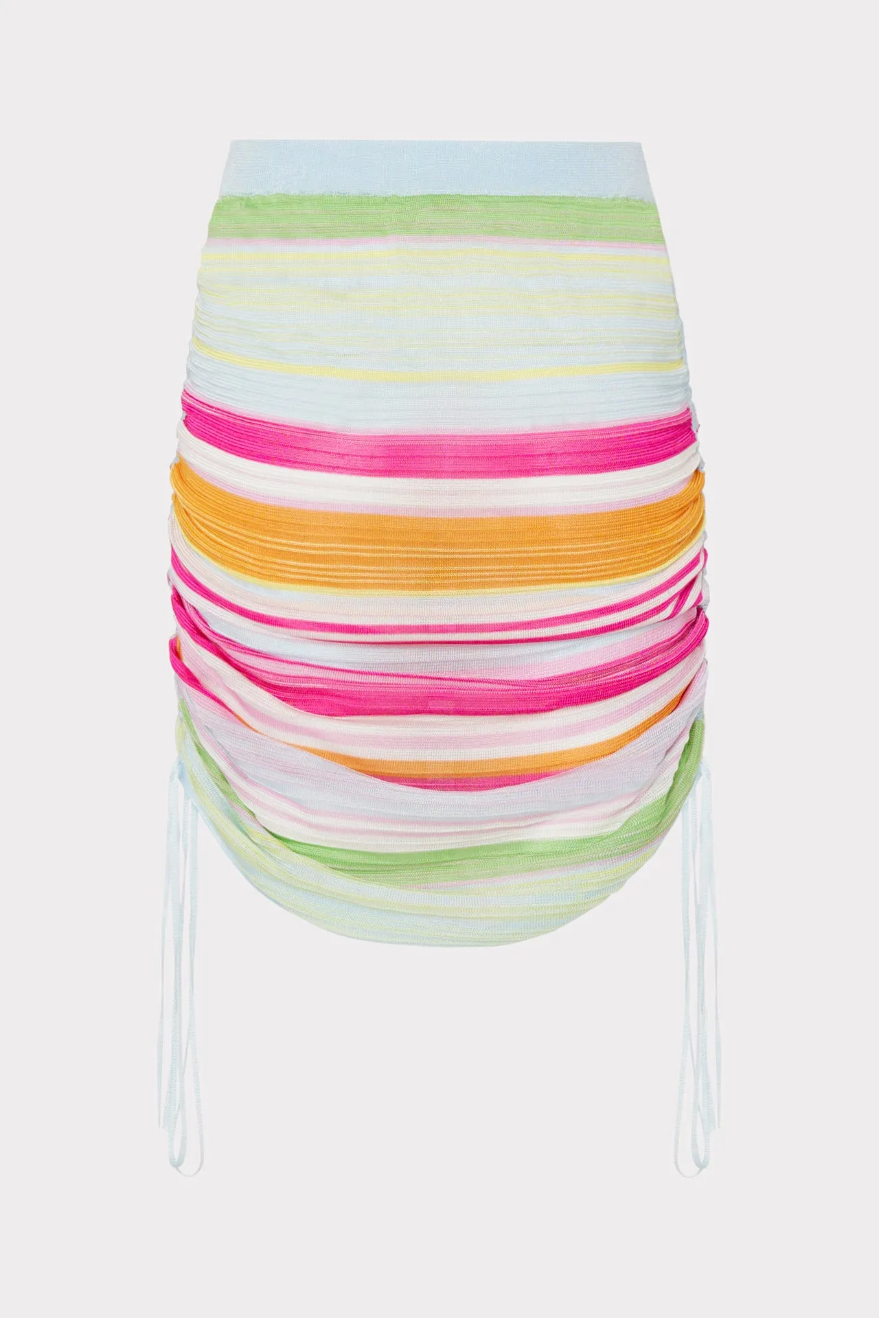 Chic Multi-Striped Skirt with Elegant Ruched Design