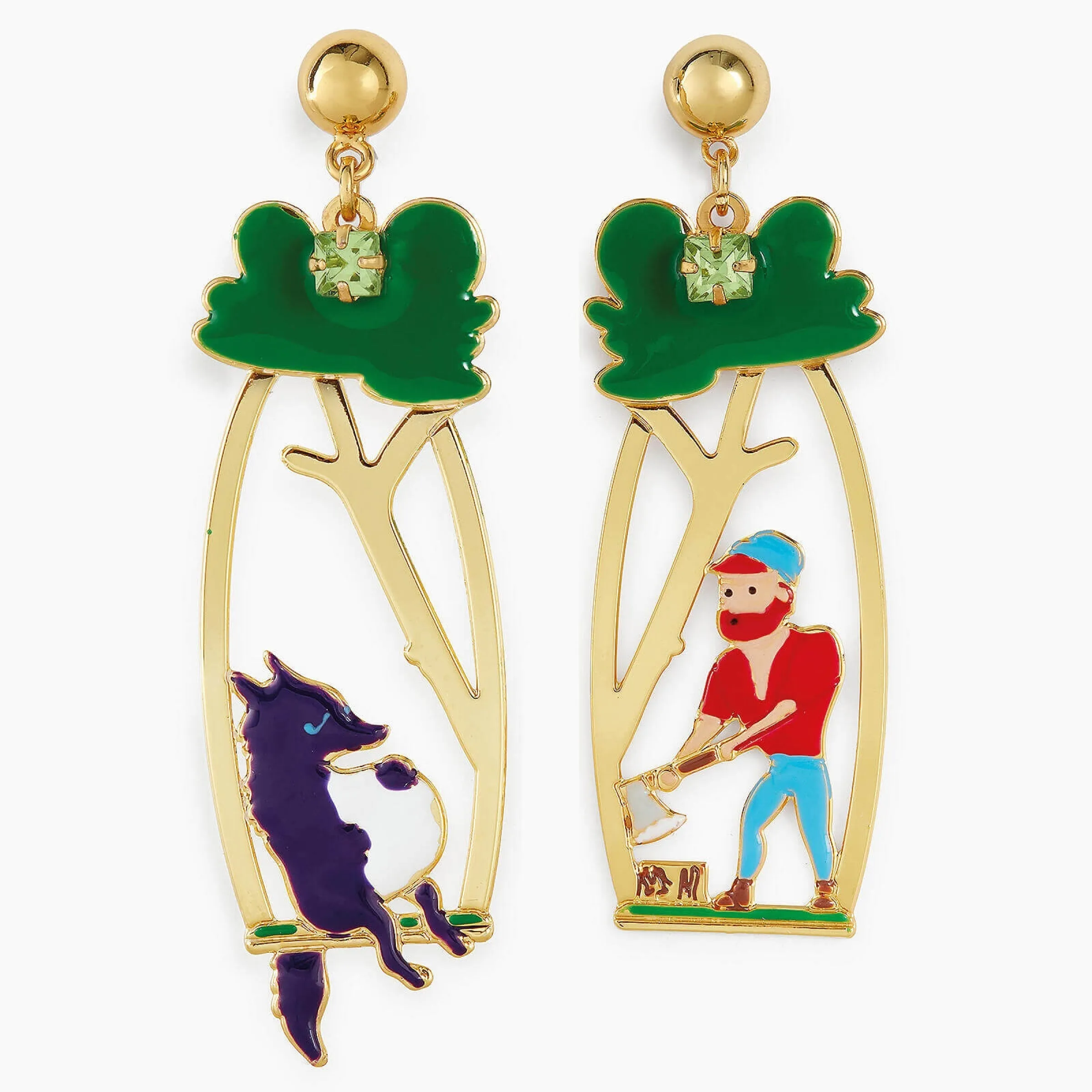 N2 - APBB110 Woodsman and Big Bad Wolf clip-on earrings