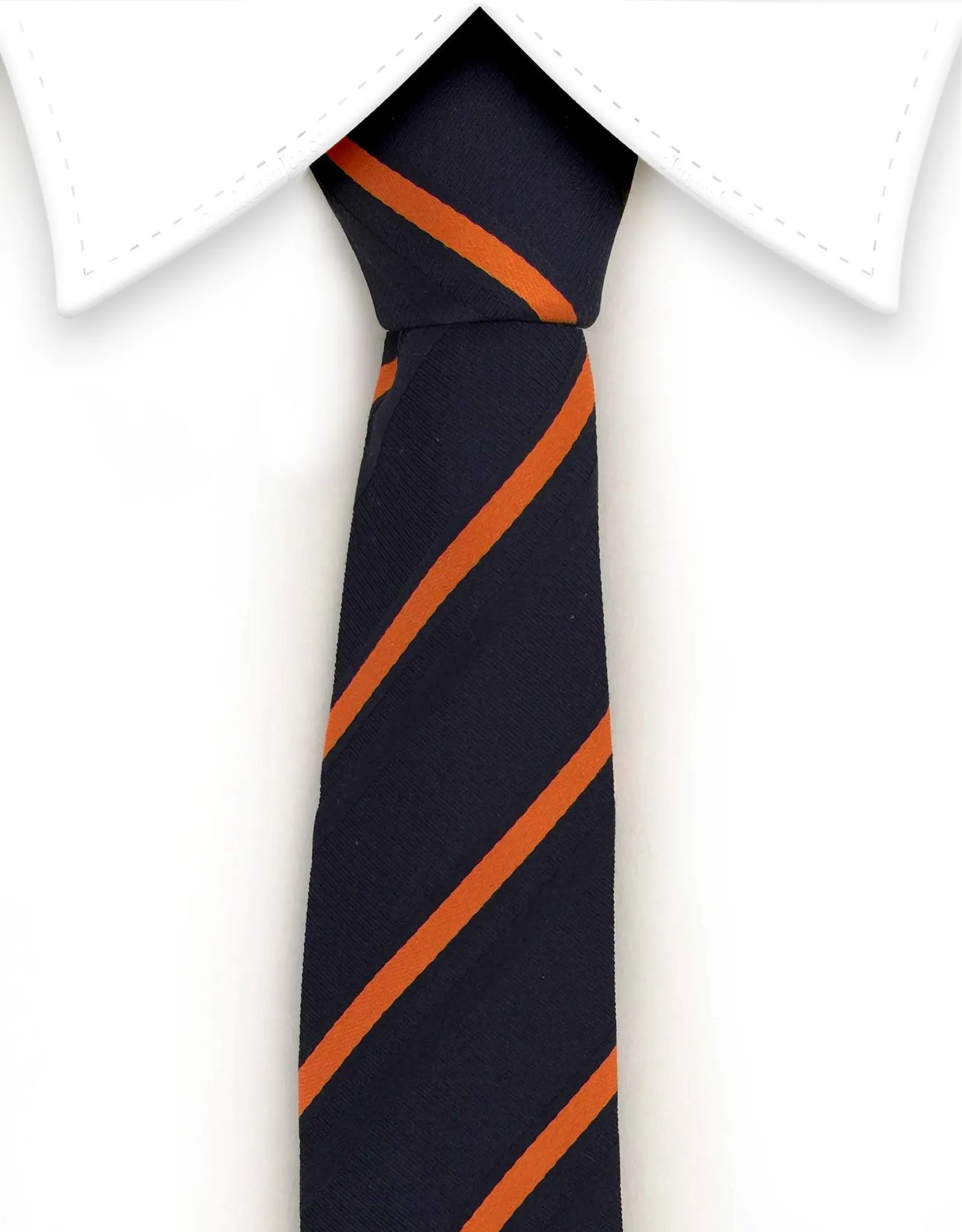 Navy & Orange Skinny Striped Tie