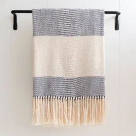 Navy Cabana Stripe Handwoven Cotton Throw