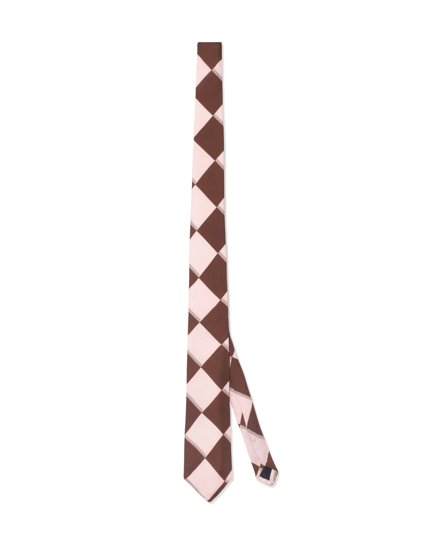 Pink Brown Puzzle Printed Silk Twill Tie