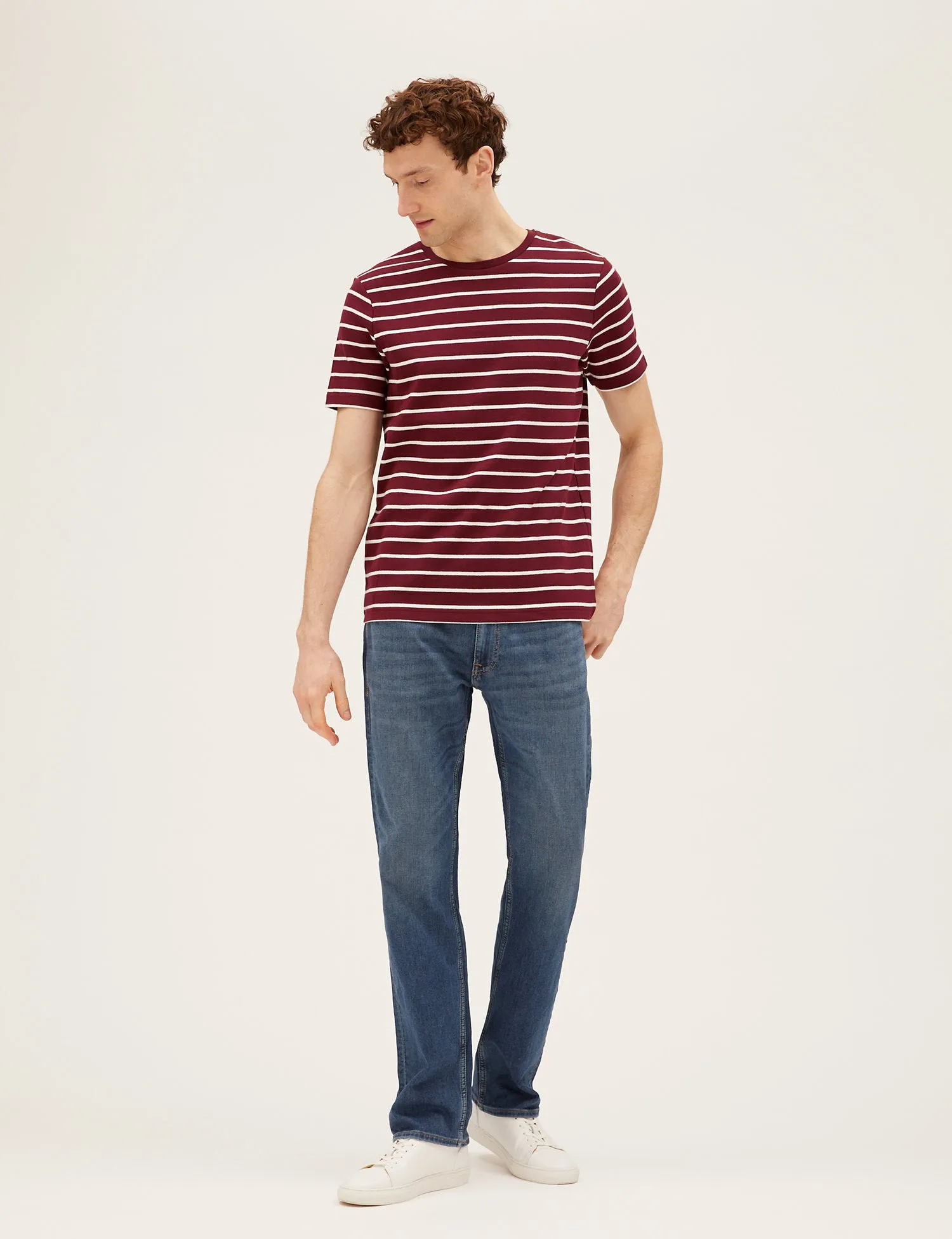 Pure Cotton Double Knit Striped T-Shirt