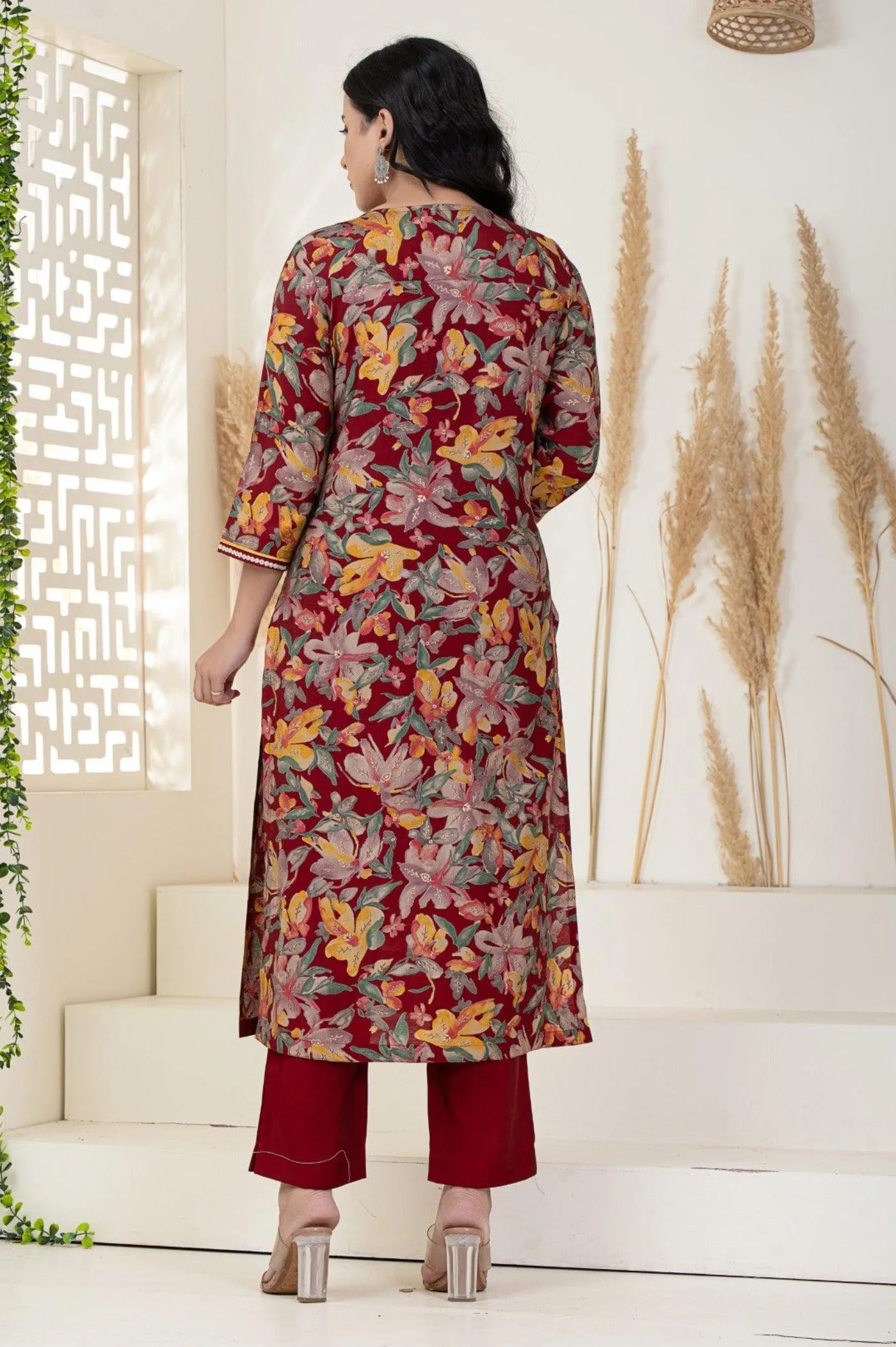 Red Printed Dupatta Set