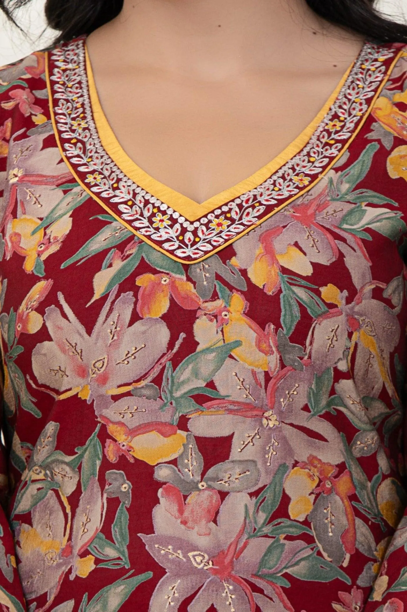Red Printed Dupatta Set
