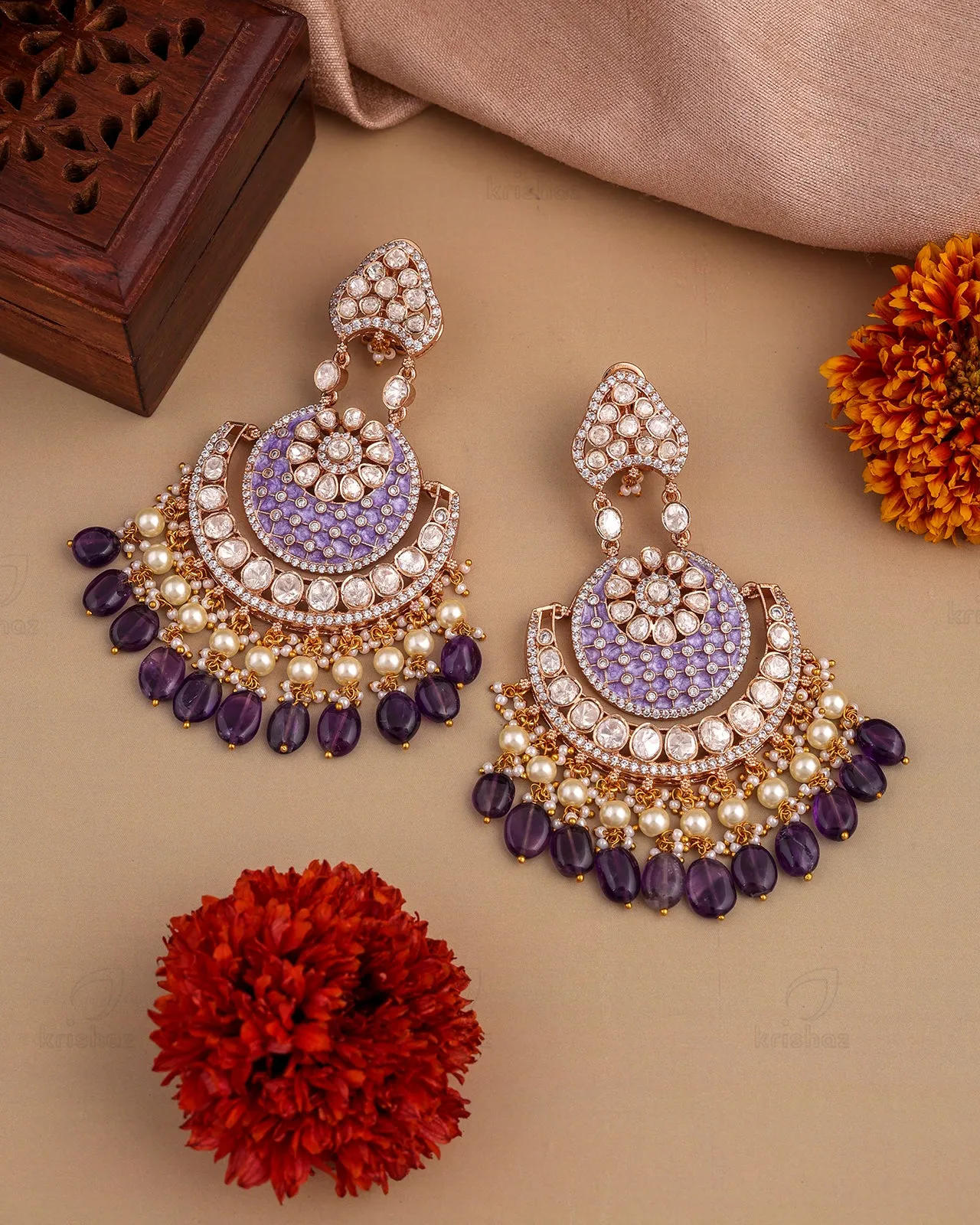 Roshini  22k Gold Plated Chandbali