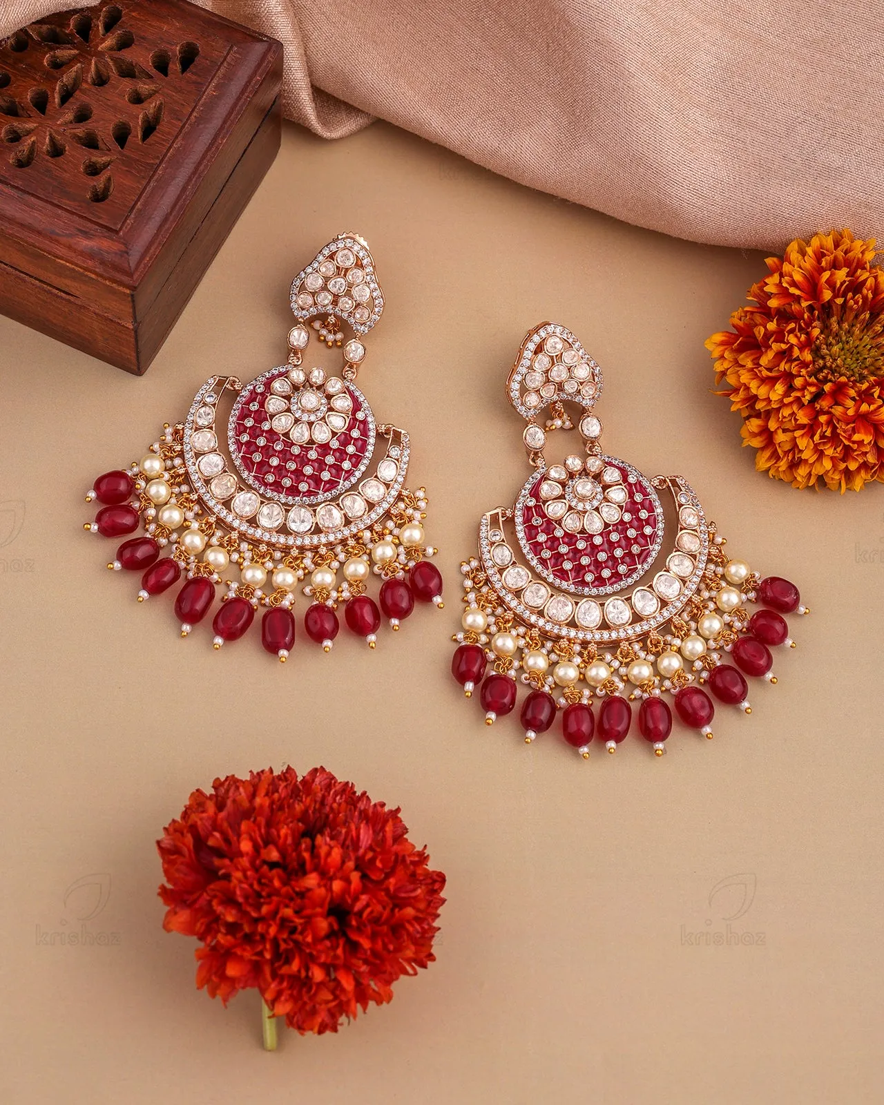 Roshini  22k Gold Plated Chandbali