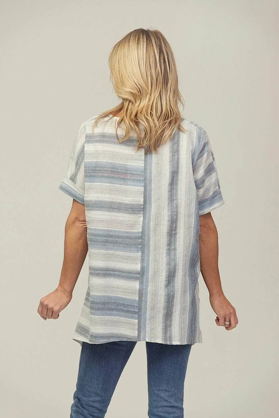 Saloos Panelled Stripy Top with Necklace