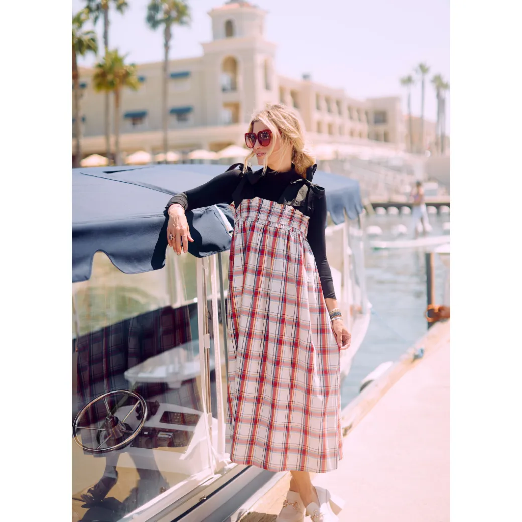 SAMPLE - BURU x Sabrina Tie Top MIDI Dress - Primary Plaid