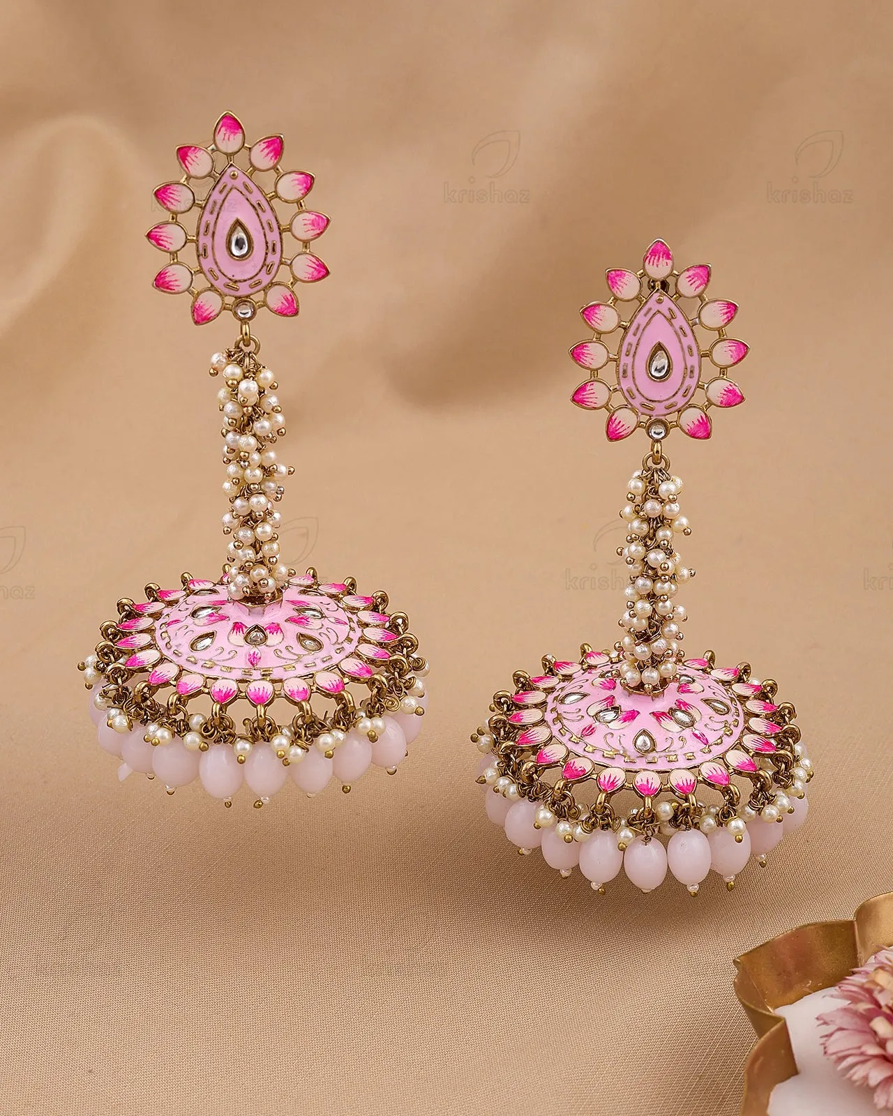 Shahnaz Kundan Jhumki Earrings - RANG