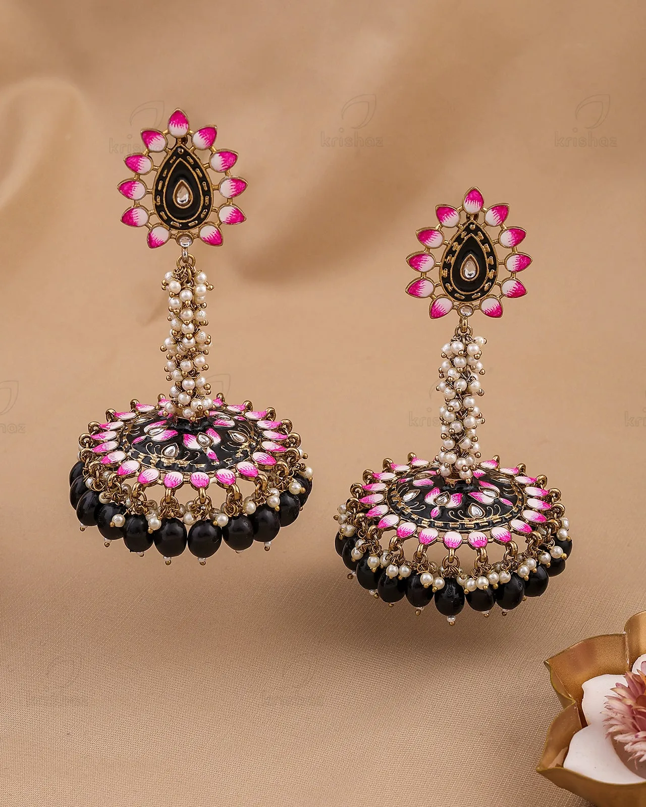 Shahnaz Kundan Jhumki Earrings - RANG
