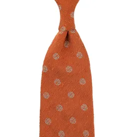 Shibumi-Flower Shantung Silk Tie - Orange - Hand-Rolled