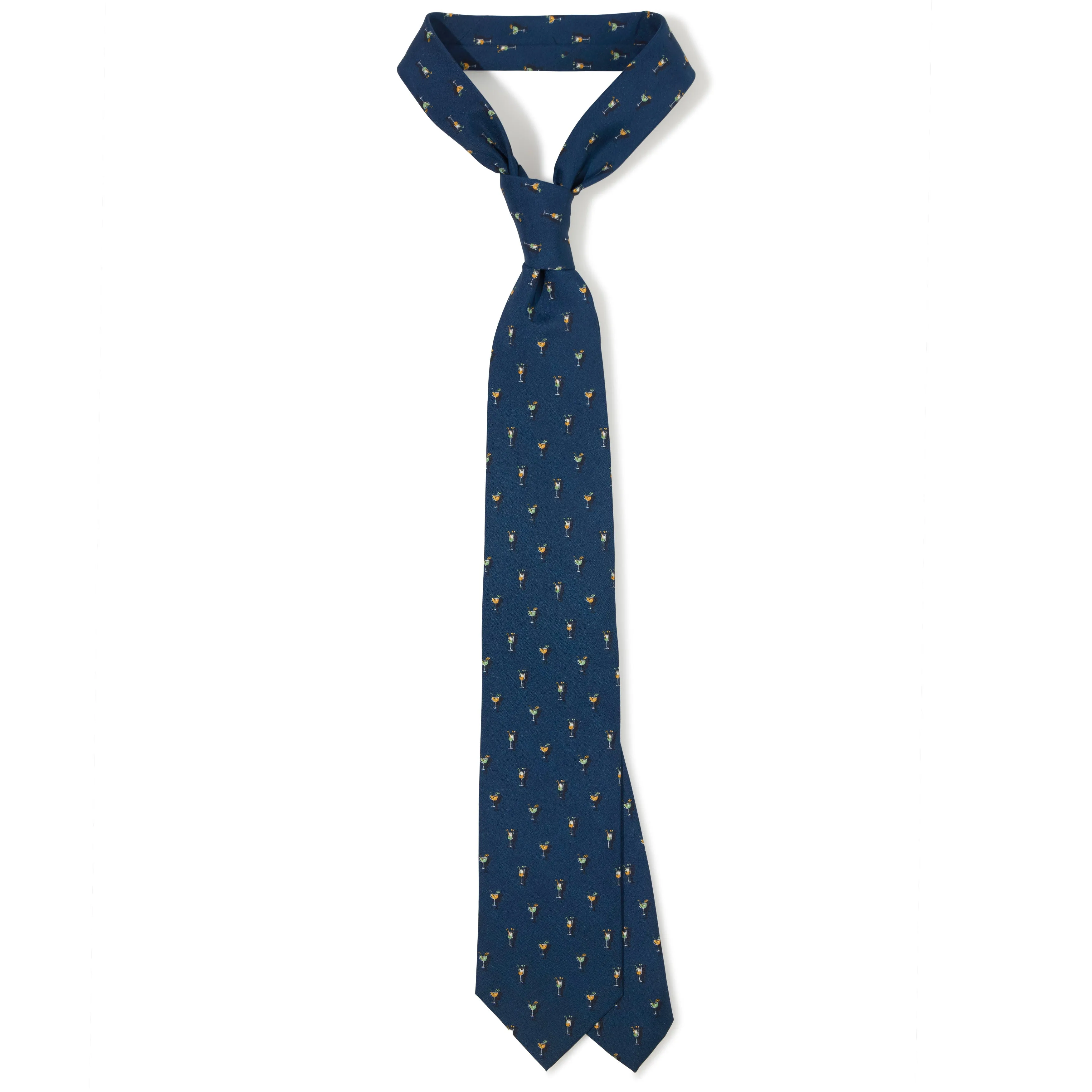 Silk Cocktail Print Tipped Tie