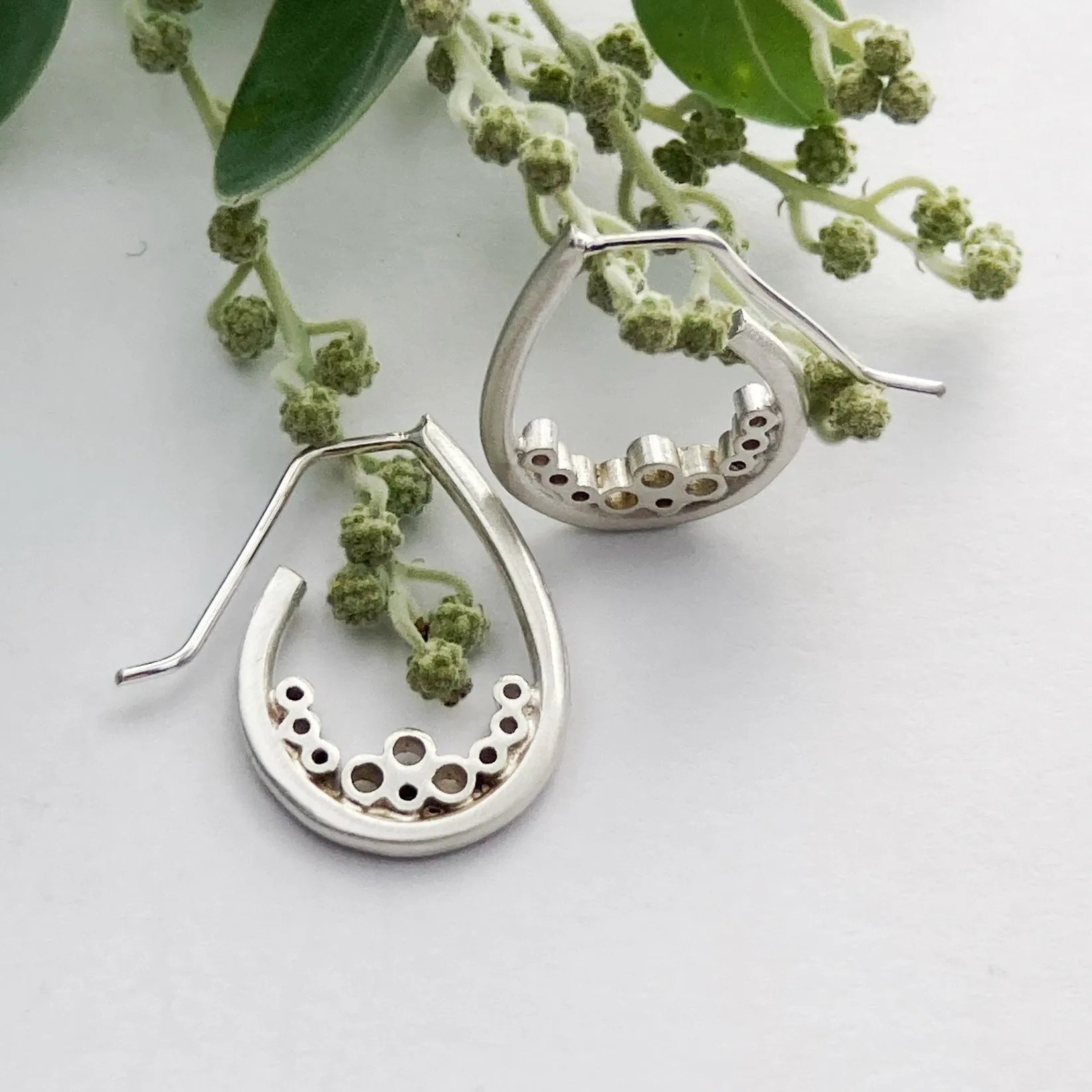 Silver bubble extra small tear earrings