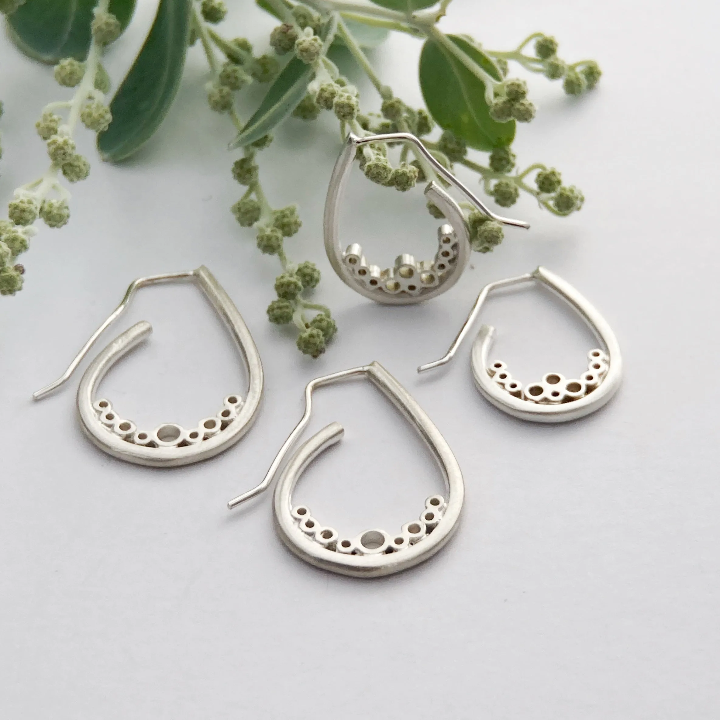Silver bubble extra small tear earrings