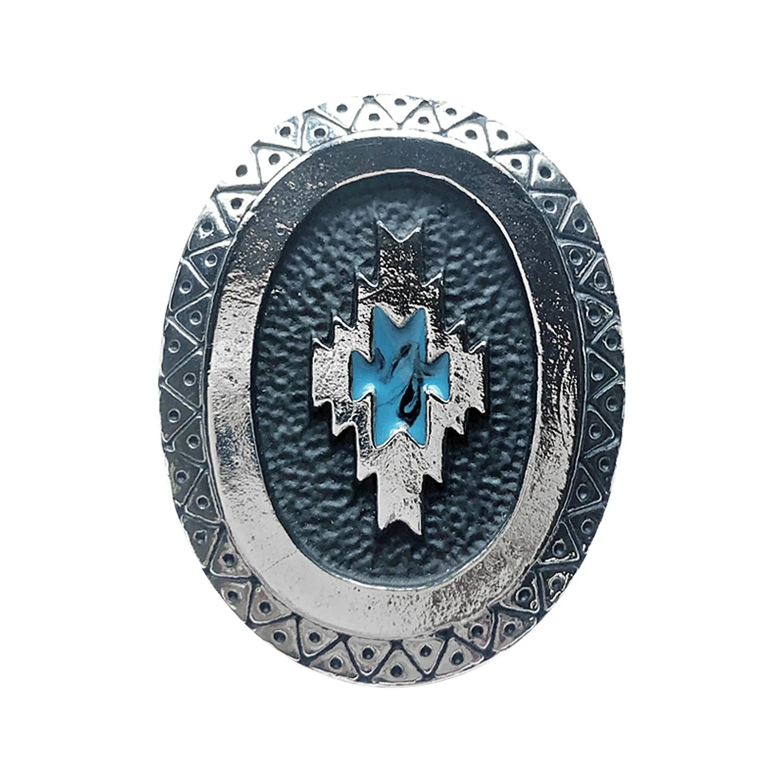 Silver Southwest Pattern with Turquoise Enamel Western Bolo Tie