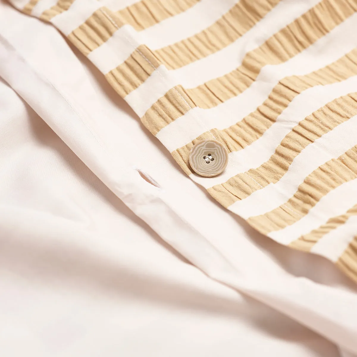 Single Ochre Seersucker Stripe Cotton Duvet Cover