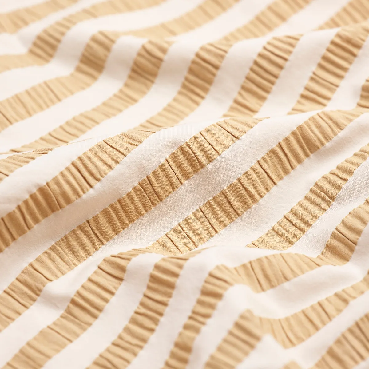 Single Ochre Seersucker Stripe Cotton Duvet Cover