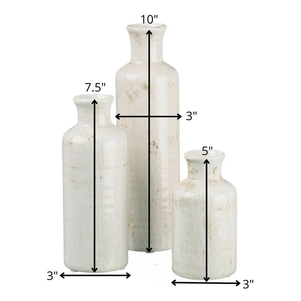 Small Ceramic Bottle Vases - Set of 3