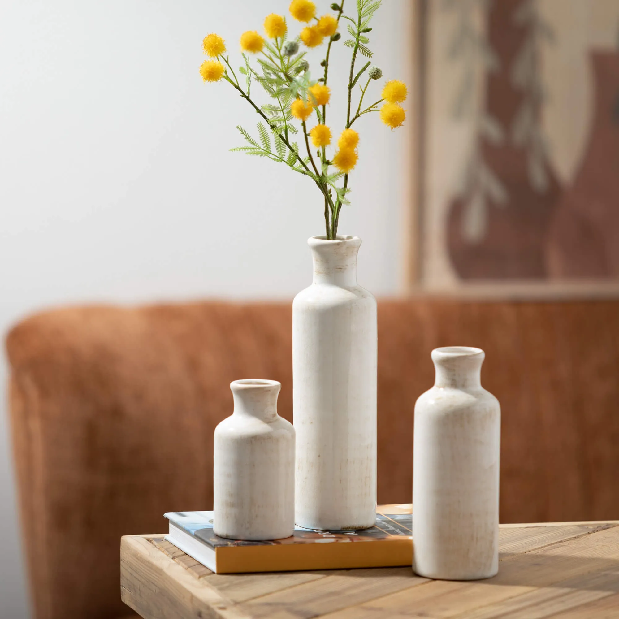 Small Ceramic Bottle Vases - Set of 3
