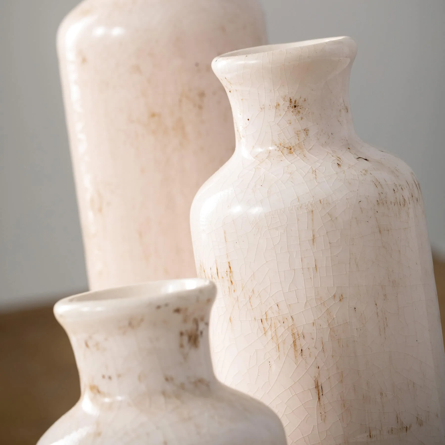 Small Ceramic Bottle Vases - Set of 3