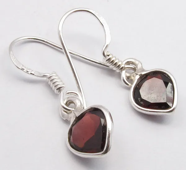 Solid Silver Garnet Mini Tear Drop Earrings