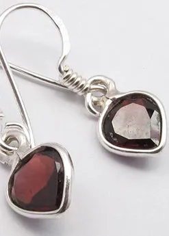 Solid Silver Garnet Mini Tear Drop Earrings