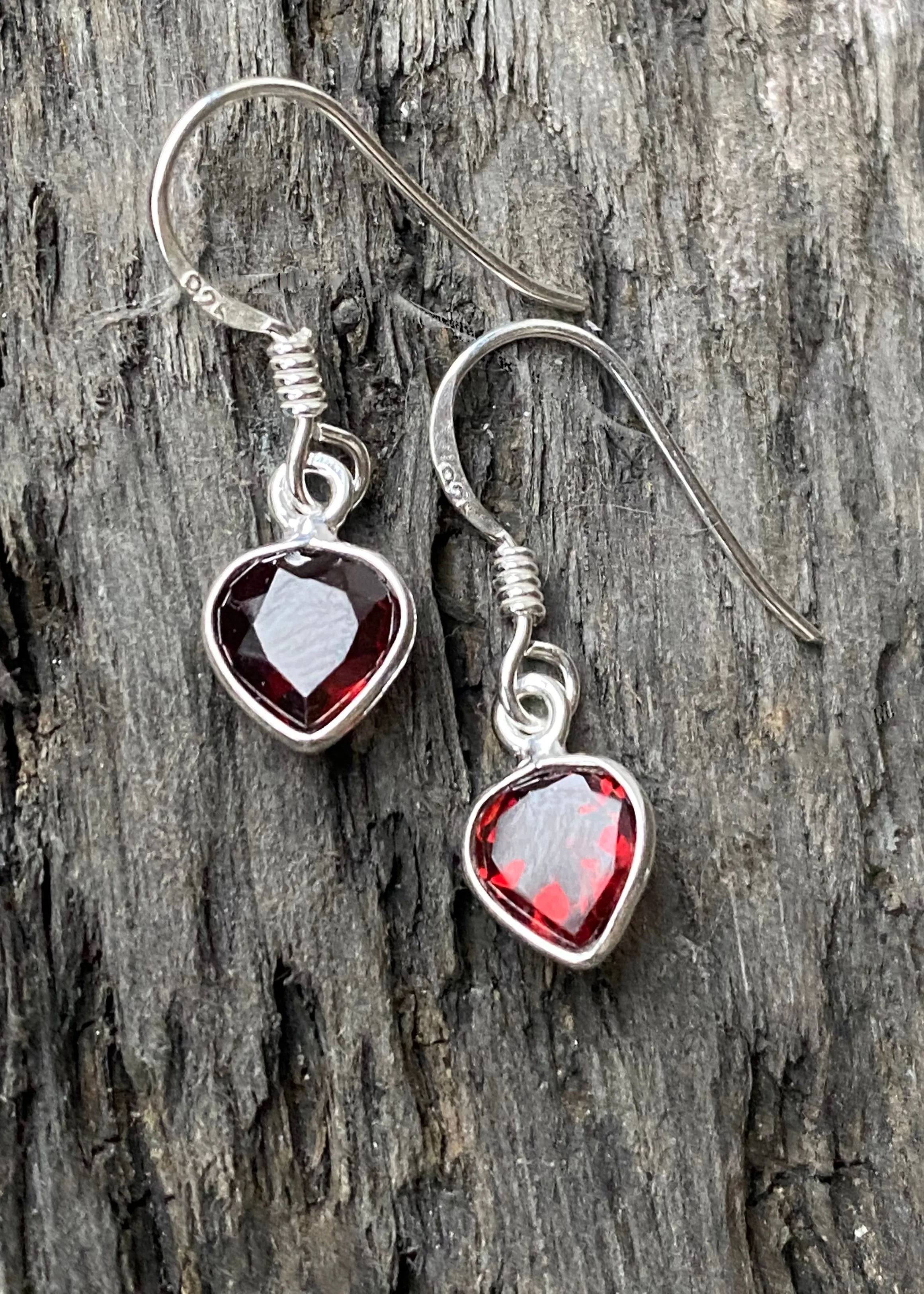 Solid Silver Garnet Mini Tear Drop Earrings