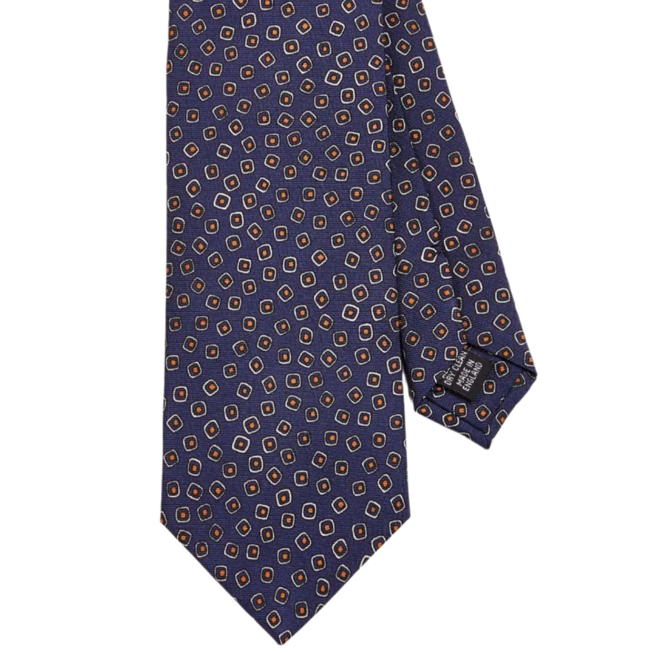 Sovereign Grade Navy/White Eton Printed Silk Tie, 150cm