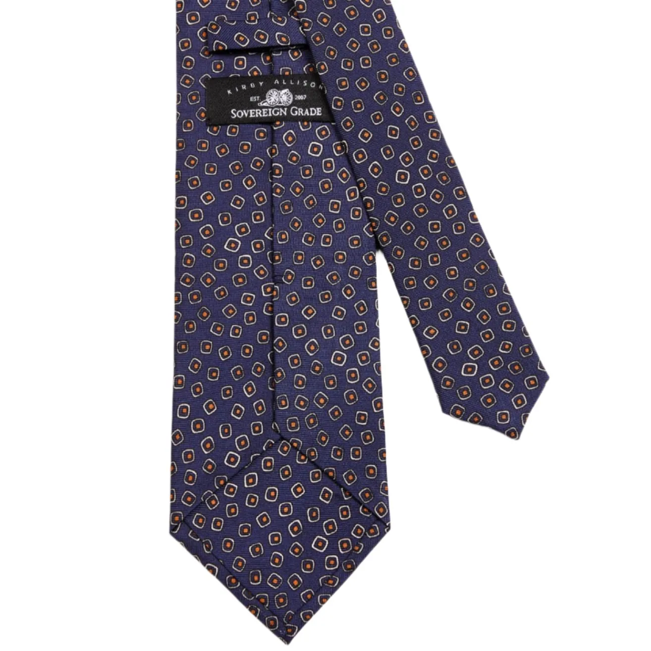 Sovereign Grade Navy/White Eton Printed Silk Tie, 150cm