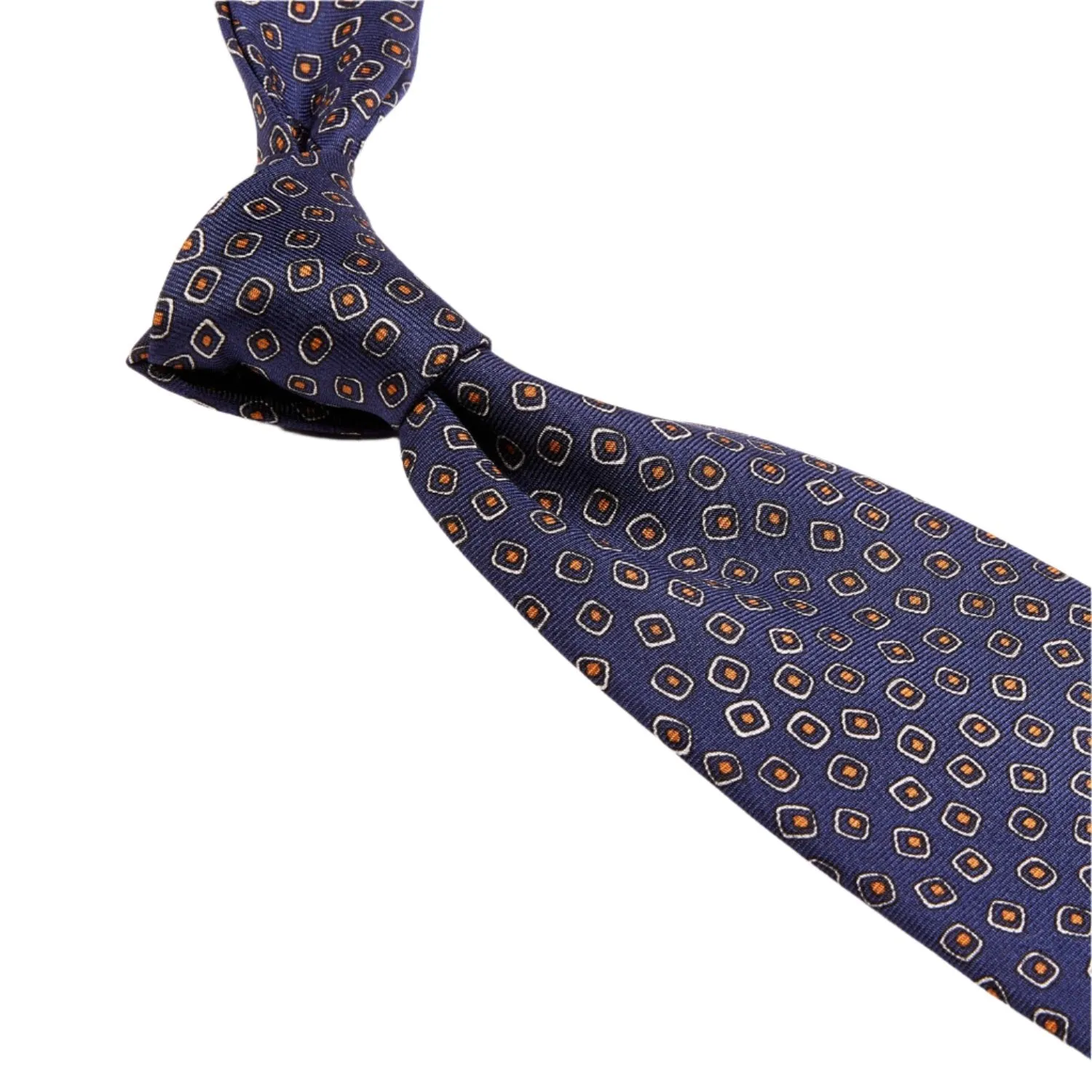 Sovereign Grade Navy/White Eton Printed Silk Tie, 150cm