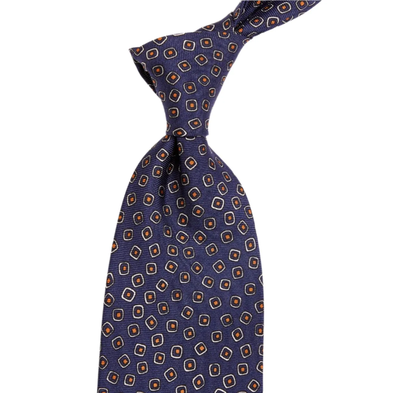 Sovereign Grade Navy/White Eton Printed Silk Tie, 150cm