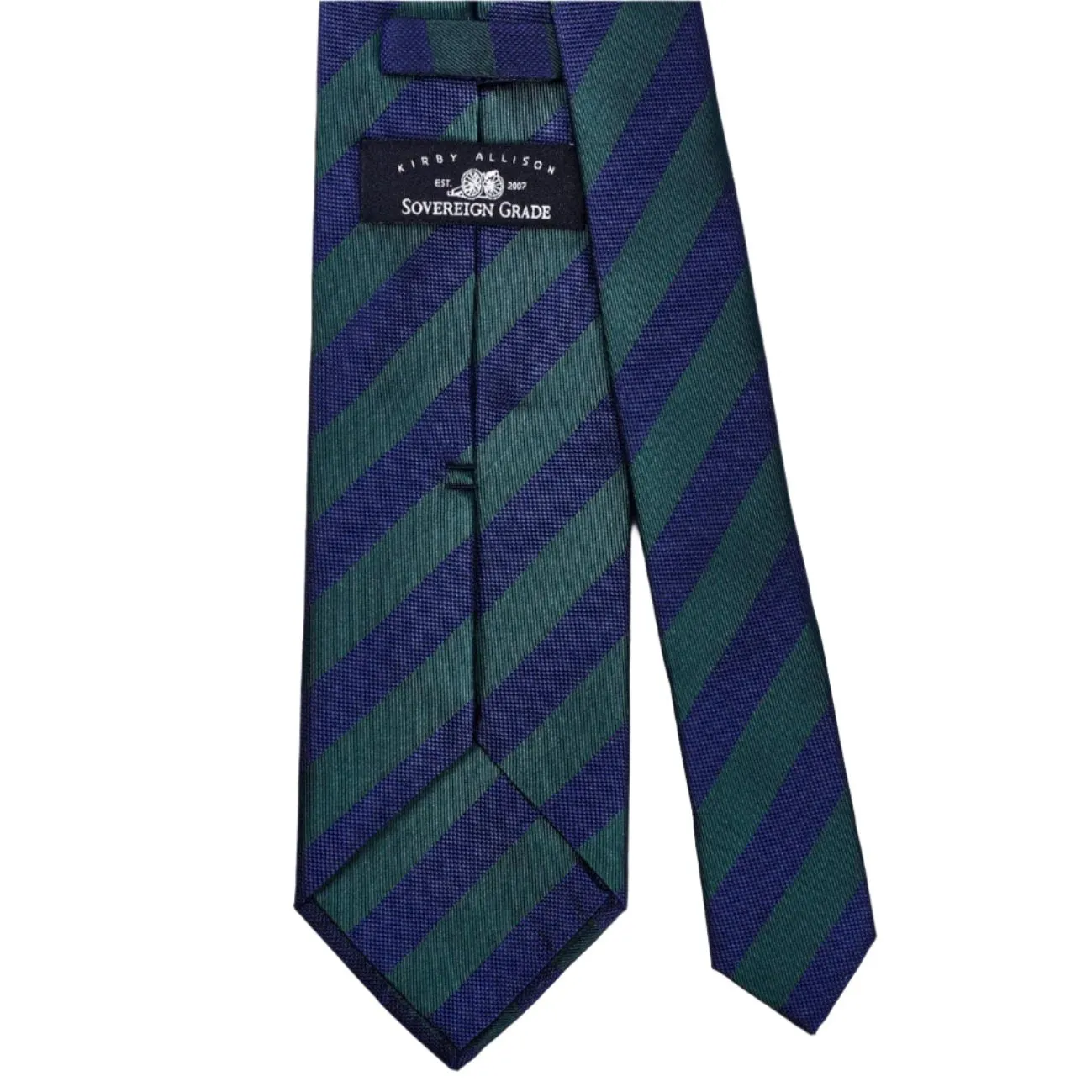 Sovereign Grade Woven Navy and Green Rep Tie, 150 cm